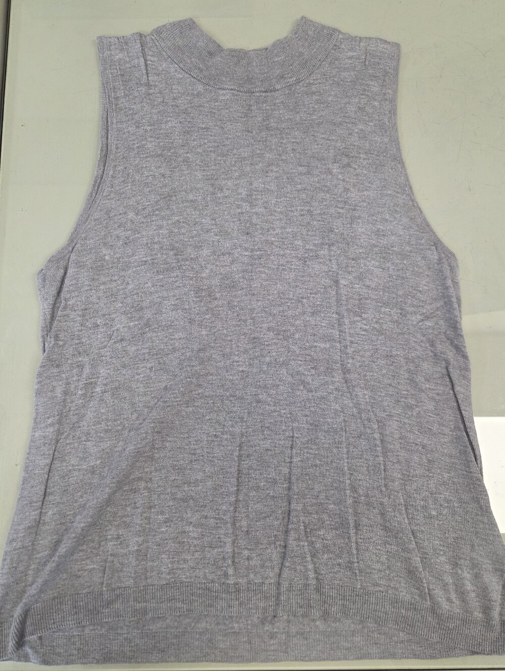 Chaps Light Gray Mock Neck Sleeveless Knit Tank